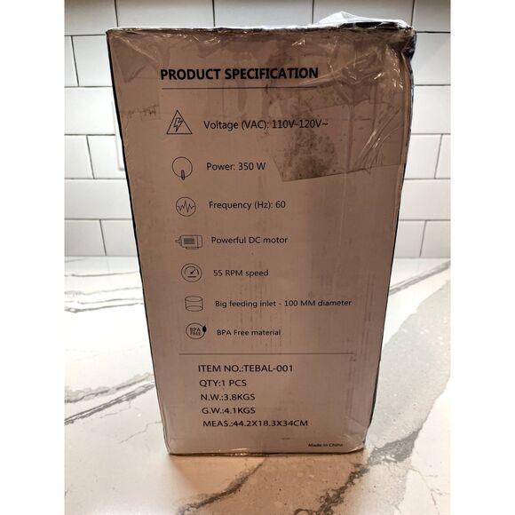 TEBAL Masticating Cold Press Juicer, NEW OPENED BOX - Picture 6 of 8